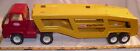 TONKA CAR CARRIER AUTO TRANSPORT SEMI TRUCK & TRAILER SET 1970 IN RED & YELLOW