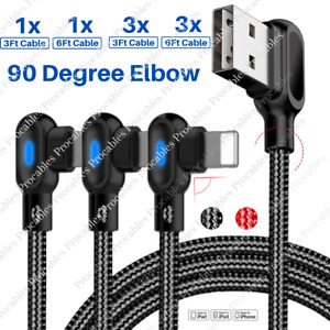 1/3Pack 90 Degree Fast Charger Cable Right Angle For iPhone 14 13 12 11 XR 8 7 6