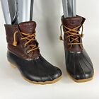 Sperry Top Sider Saltwater Duck Boot Women's 9.5 Black Brown Leather Lace Up