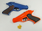 2 1970'S RAYLINE ZEBRA II TOY Gun Pistols WORKING Blue & Orange 10 Org Pellets