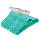 50 Pack Nonslip Velvet Hangers with Cascading Hooks for Shirts, Suits, Teal, 18