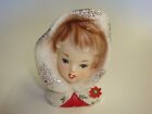 Vintage INARCO Christmas Young Lady Headvase with Hood - 3 3/4