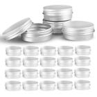 Round Silver Aluminum Metal Tin Storage Jar Containers with Secure Screw Top ...