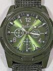 Green Dial Round Case Green Canvas Band Watch 8 Inch