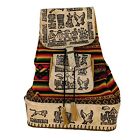 New Listing Peruvian Unisex Textile Fabric Embossed Leather Boho Backpack Bag