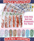 1728 Pcs Nail Art Rhinestone Glitter Gems 3D Tips DIY Decoration Fashion
