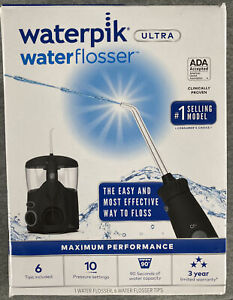Waterpik Ultra Water Flosser 6 Tips & 10 Settings WP-100W Black NEW