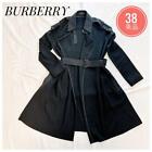 Burberry Women's Black Wool, Leather, and Silk Trench Coat Cardigan