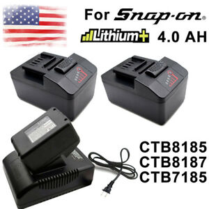 18V Snap on Battery&Charger Original 4.0Ah Li-Ion CTB8185 CT8850 CTB8187 CTB7185
