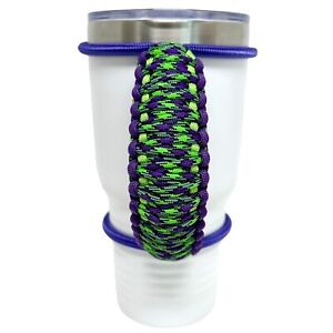 30/40oz Stretchable Paracord Tumbler Handle, Zombie Green Purple, Fits Epoxy Cup