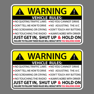 2X VEHICLE RULES FUNNY VINYL STICKER CAR TRUCK WINDOW DECAL SAFETY WARNING JDM