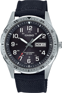 Casio MTP-S120L-1AV, Men's Solar Battery Watch, 100 Meter W/R, Date, Black Nylon