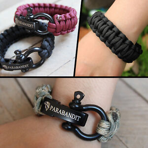 Parabandit Paracord Survival Bracelets with Adjustable Stainless Steel Shackle