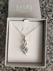 Zales Blue Topaz Floating Stone Pendant Sterling Silver Necklace 18” Chain