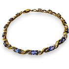 10k Solid Yellow Real Gold Natural Tanzanite with Diamond Accent Bracelet