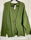 Torrid Olive Green Ribbed Cardigan Sweater Tie Front Plus Size 5 5X 28 NWT