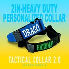 2in Tactical dog collar with handle, custom embroidered name, USA flag,