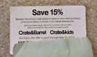 New ListingCrate & Barrel Coupon Promo Code 15% Off Full Priced Items and Expires 5/31/24