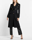 NEW EXPRESS $328 BLACK WOOL BLEND NOVELTY BUTTON TRENCH COAT SZ S SMALL