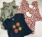 Tea Collection Ruffle Neck Baby Girl Set + Romper + Tee Shirt Size 6-9 Month NWT
