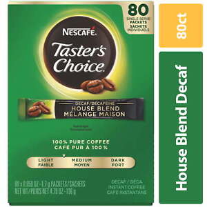 NESCAFE Decaf Taster's Choice Medium Light Roast Instant Coffee, 80 Packets