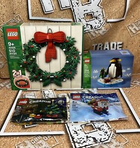 LEGO Seasonal Lot (4) Christmas Wreath 2 in 1 Penguin Holiday Tree Santa Claus