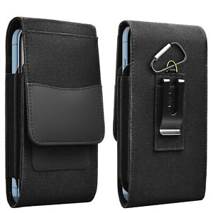 Dual Cell Phone Belt Clip Holster Pouch Buckle Wallet Card Holder Case Cover