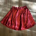 WetLook Skirt Red Large Flare Metallic Faux Leather Stretch Cosplay Crossdress L