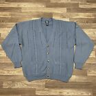 Vintage John Blair Knit Cardigan Sweater Men’s XL Solid Blue Long Sleeve Pockets