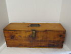 VINTAGE OLD ANTIQUE CUSTOM WOODEN FISHING TACKLE BOX 19 x 7 x 7