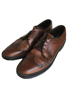 Mens Stanford Dress Shoes Wing Tips Brown Leather Lace Up Size 9 1/2 B 40061
