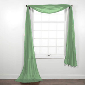 Fully Stitched Sheer Window Scarf Valance Topper Curtain Drapes in Many Colors