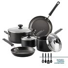 Home Kitchen 12-Piece Easy Clean Nonstick Pots and Pans/Cookware Set, Black