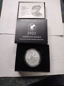 2021 W American Silver Eagle Uncirculated Collectors Burnished Type 2 in OGP