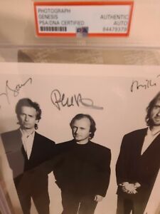 Autographed Genesis/Phil Collins..8x10 ..All 3 Sigs..PSA Slabbed Beautiful!!