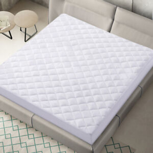 Quilted Mattress Cover Pad Protector Cooling Breathable Fitted Topper All Sizes