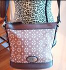 Fossil Maddox Canvas and Leather Crossbody Bag Color:Brown+Tan