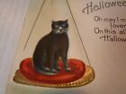 ANTIQUE NASH H18 HALLOWEEN POSTCARD TINTED BLACK CAT JOL EMBOSSED POSTED BEAUTIF