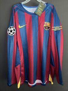 Ronaldinho #10 Barcelona 05/06 Champions League Final Long Sleeve Jersey Size M