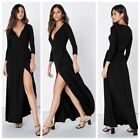 Lulus Garden District V-Neck Wrap Maxi Dress Black Size XL Capsule Style# 43153