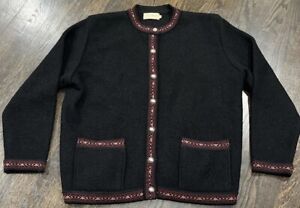 L.L. Bean Sweater Size Large Norwegian Icelandic Design Wool Cardigan Vintage
