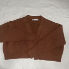 Zara Rust Brown Cropped Shrug Cardigan Medium Knit Sweater M