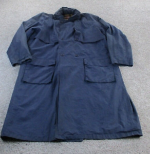 VINTAGE Calvin Klein Trench Coat Mens Duster Blue Fishtail Lined 90s City Class