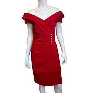 En Francais by Huey Waltzer New Deadstock Vintage 80's Red Cocktail Dress NWT 8