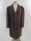 VTG Mens L 100% Wool Union Made USA Over Trench Coat Brown Heavy Military Style