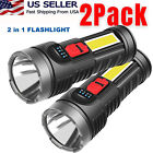 2 Pack LED Super Bright Flashlight Rechargeable Torch Tactical Lamp USB+ Battery