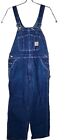 CARHARTT Men Size 36X30 Bib Carpenter Workwear Blue Denim Jean Long Overalls