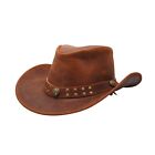 Western Cowboy Cowgirl FullGrain Cowhide with Buffalo Conchos Shapeable Hat