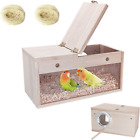 Parakeet Nesting Box Transparent Bird Breeding Box Natural Wood Bird Cage Hou...