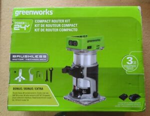 New ListingGreenworks 24V Cordless 1/4 inch Wood Router Edge Trimmer Groove Milling Tool